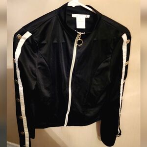 K. Jordan 2 piece set jacket and pants. Size medium. Black with white trim.